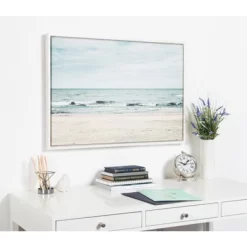 23" X 33" Sylvie Beach 2 Framed Canvas By F2 Images White - Kate And Laurel -Wall Charm Deals Store GUEST f9fb59c4 9549 4bd0 8e66 2a3996b940c7