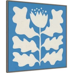 30" X 30" Delighted Floral I Blue By Moira Hershey Framed Canvas Wall Art Print - Amanti Art