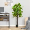 HOMCOM 5FT Artificial Fiddle Leaf Fig Tree, Faux Decorative Plant In Nursery Pot For Indoor Or Outdoor Décor