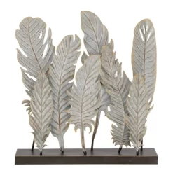 Natural Reflections Rustic Iron Feather Table Sculpture (20"x21") - Olivia & May