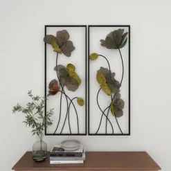 Metal Floral Wall Decor With Black Frame Set Of 2 Black - Olivia & May -Wall Charm Deals Store GUEST fe452915 45fa 4128 a7b7 7c826ab32065